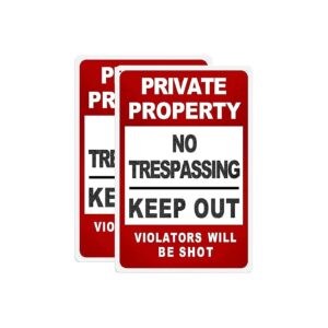 2 Pack Metal No Trespassing Signs for Enhanced Home Security