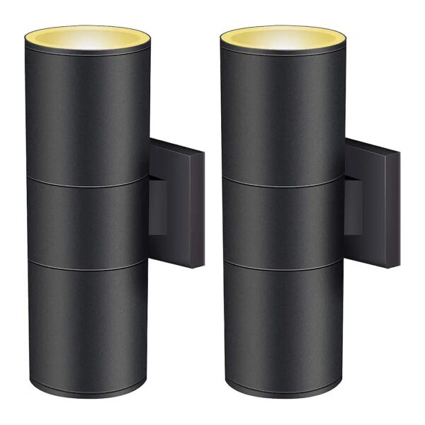 2 Pack Modern Outdoor Wall Light Fixture with Up and Down Lighting Design Matte Black