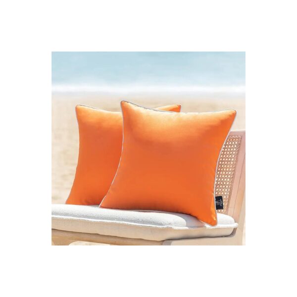 2 Pack Orange 18x18 Inch Throw Pillow Covers with Waterproof Polyester Material