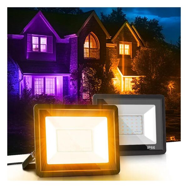 2 Pack Orange LED Flood Lights for Yard Garage Party Outdoor Lighting