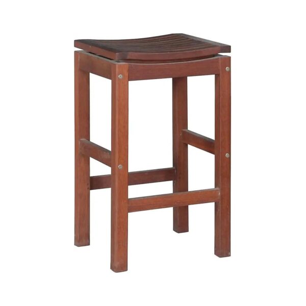 2 Pack Patio Bar Stools with Hardwood Frame and Curved Seat