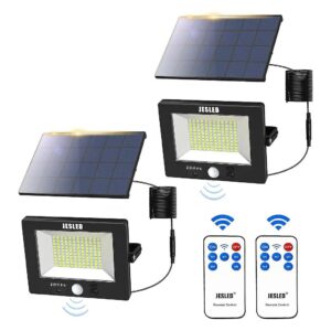 2 Pack Solar LED Flood Lights with Remote Control and 5 Adjustable Modes