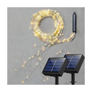 2 Pack Solar Powered LED Fairy Lights with Waterfall Design for Outdoor Decor