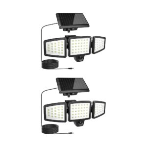 2 Pack Solar Powered Motion Activated Floodlights for Yard and Garage Security