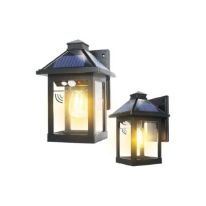 2 Pack Solar Wall Light Fixtures with LED Bulb and Dusk to Dawn Functionality