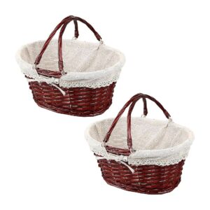 2 Packs Brown Wicker Baskets with Multipurpose Natural Willow Construction