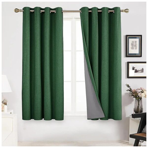 2 Panels 52W x 63L Inch Dark Forest Polyester Blackout Curtains with Grommets for Outdoor