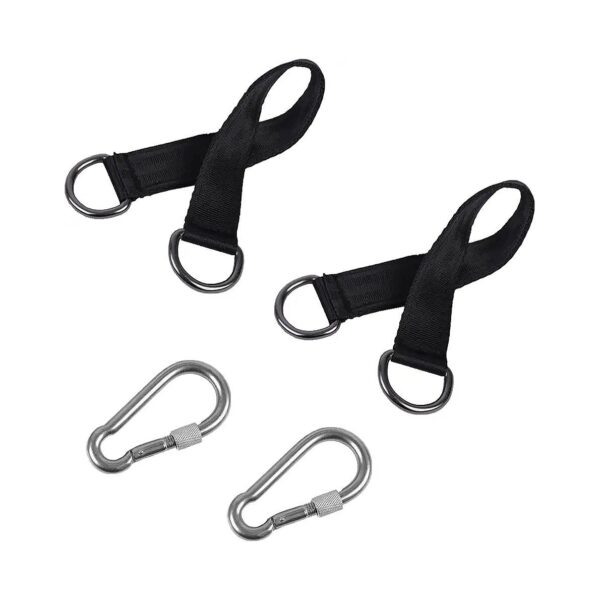 2 Pcs Short Hanging Straps with Carabiner Hooks for Swing Hammocks and Gym Equipment