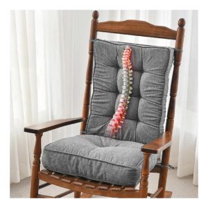 2 Piece Heather Charcoal Rocking Chair Cushion Set with Long-Lasting Fill