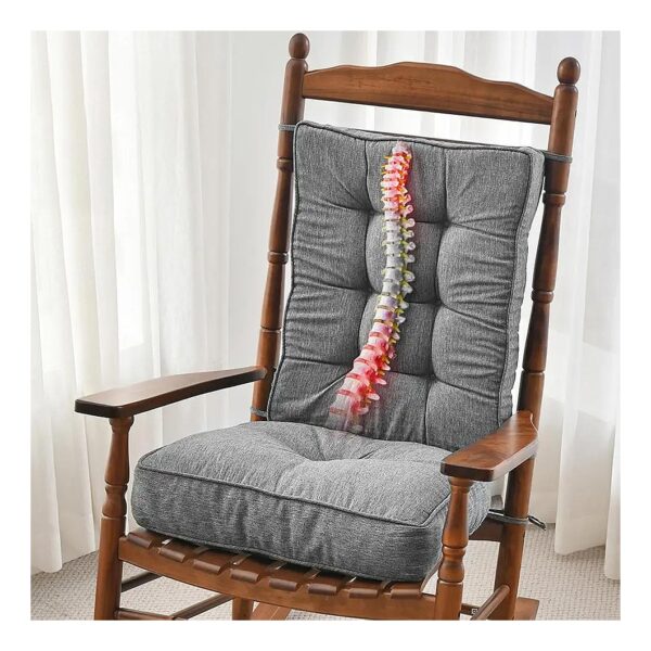 2 Piece Heather Charcoal Rocking Chair Cushion Set with Long-Lasting Fill