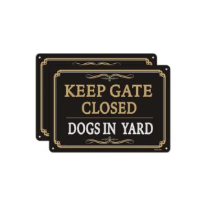 2 Piece Set of Rust Free Aluminum Keep Gate Closed Beware of Dog Warning Signs