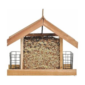 2 Pound Capacity Bird Feeder with Natural Cedar and Suet