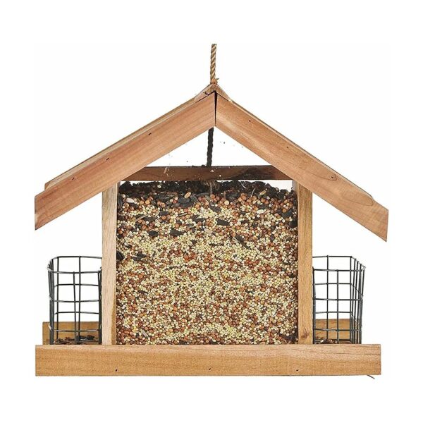 2 Pound Capacity Bird Feeder with Natural Cedar and Suet