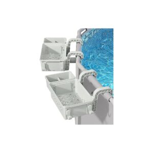 2 Sets Poolside Storage Basket with 4x Hooks and Cup Holder for Above Ground Pools