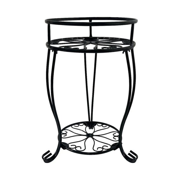 2 Tier Metal Plant Shelf with Black Finish for Home and Garden Decoration