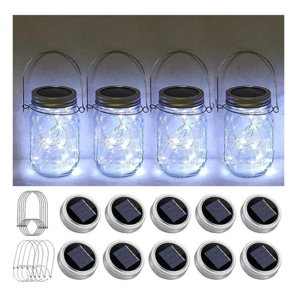 20 LED Cool White Fairy Light Inserts for Solar Mason Jar Lids with