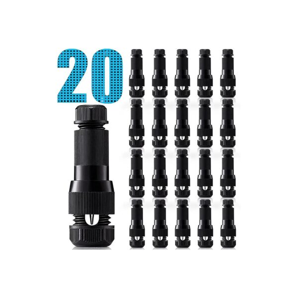 20 Pack Black Brass Cable Connectors, Garden Pathway Lights