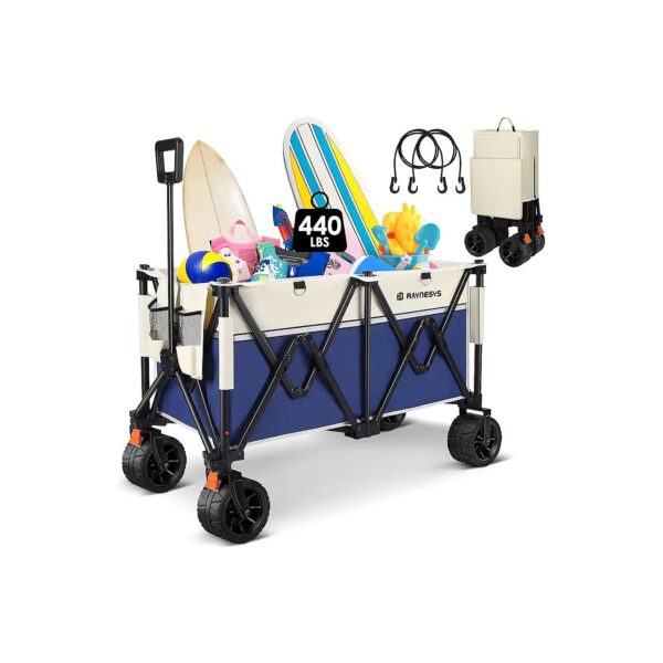 200L Capacity Folding Wagon with Double Bearing Design and Wide Wheels