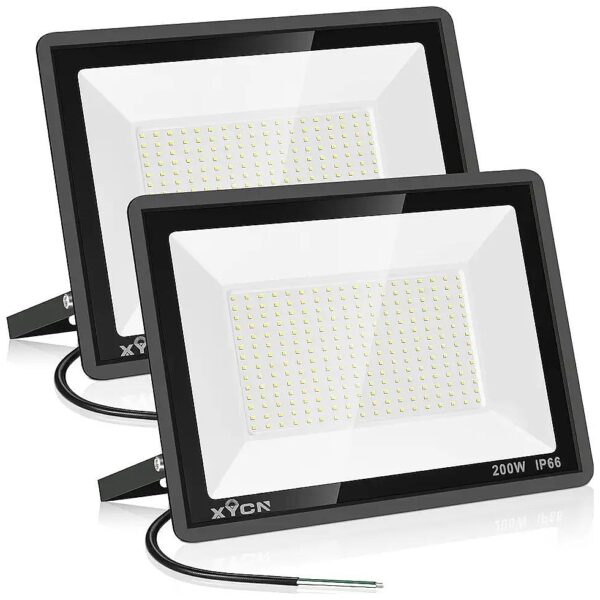 200W LED Floodlight 2 Pack for Security Lighting with IP66 Waterproof Rating