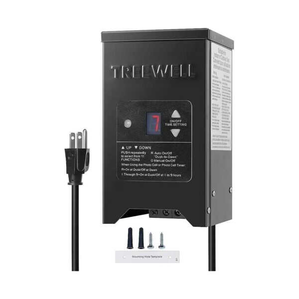 200W Low Voltage Landscape Transformer with Photocell Sensor and Timer