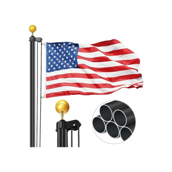 20FT Sectional Flag Pole Kit with Extra Thick Aluminum Walls for Outdoor Yard Decor