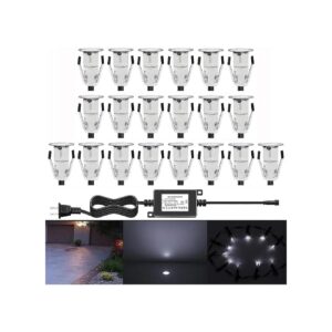 20Pcs LED Recessed Deck Lighting Kits Cool White Waterproof and CE RoHS