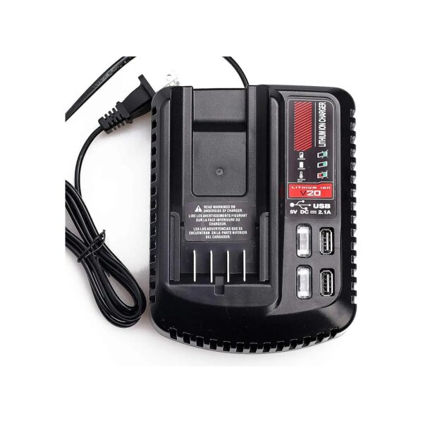 20V Fast Charger for Craftsman 20V Lithium Batteries with 2 USB Ports