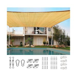 20X20FT HDPE Square Patio Shade Sail with 185GSM Fabric and Stainless Steel Hardware Kit