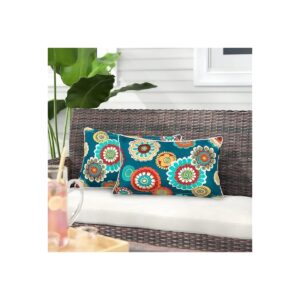 20x12 Inch Waterproof Rectangular Throw Pillowcase Shell Heronsbill Turquoise Green