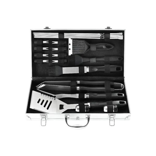 21PCS Complete BBQ Utensils Set with Aluminum Case for Gas, Charcoal, Electric Grills