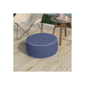 21x9 Inch Textured Navy Inflatable Ottoman Stool with Handle for Outdoor Patio Camping