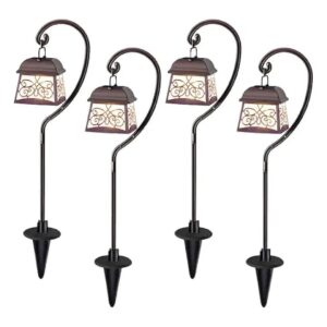 22 Inch Tall Hanging Solar Lights with Metal Hooks for Pathway and Porch Illumination