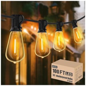 2200K Warm White LED Patio Lights 100FT Long Waterproof Outdoor String Lights