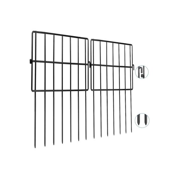 22ft Metal Animal Barrier Fence, No Dig, 5inch Gap, Black Color, Decorative Design