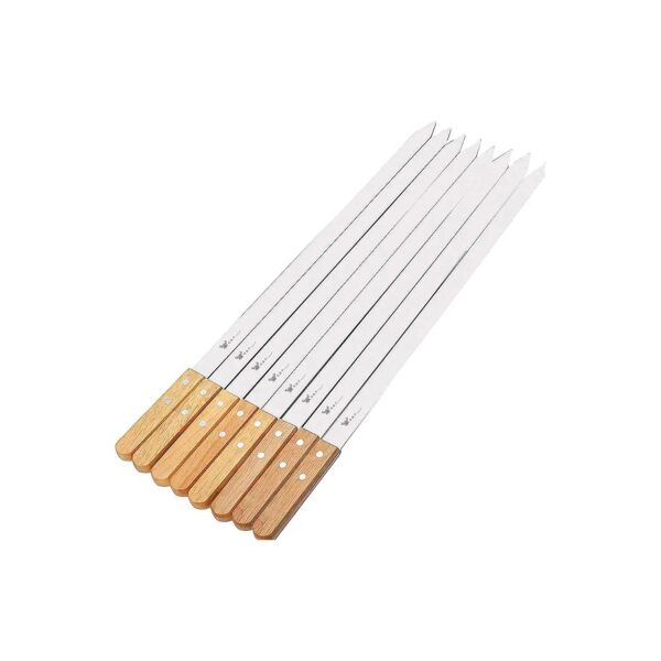 23 Inch 2mm Thick Stainless Steel BBQ Skewers with Flatbed Design for Secure Cooking