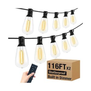 232ft Wireless LED String Lights with Remote and Dimmer for Outdoor Bistro and Gazebos