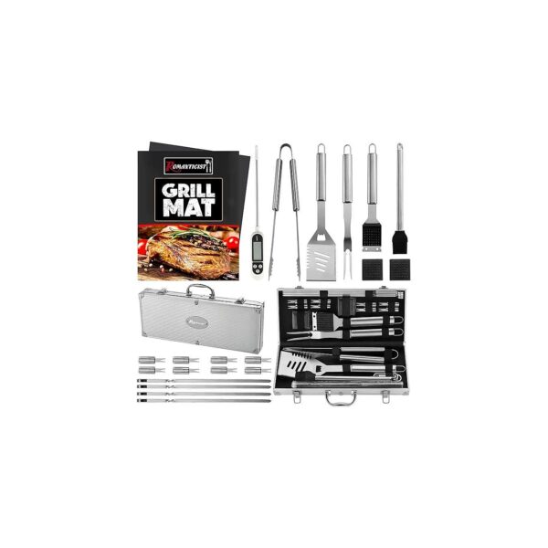 23-Piece Grill Accessories Set with Thermometer and Grill Mats for Father's Day Gifts