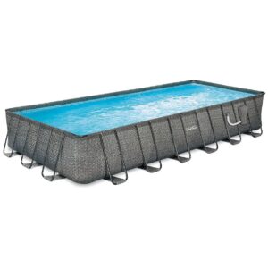 24 Foot x 12 Foot Rectangular Frame Above Ground Pool with Filter Pump and Accessories