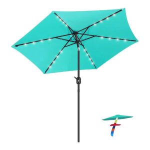 24 LED Lighted Solar Patio Umbrella with Crank and Tilt System for Home or Commercial Use