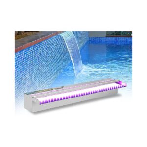 24 '' Stainless Steel Waterfall Pool Fountain with LED Light