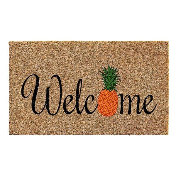 24 x 36 Inch Coir Doormat with Pineapple Design and Vinyl Backing