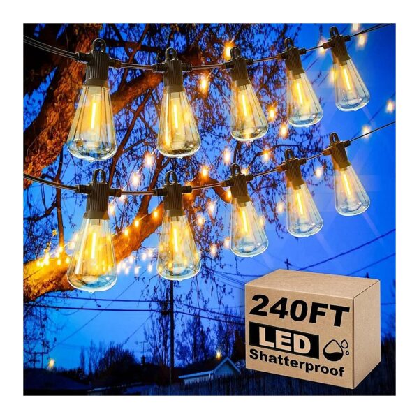 240FT LED Outdoor String Lights with Vintage Edison Style Bulbs for Backyard and Patio