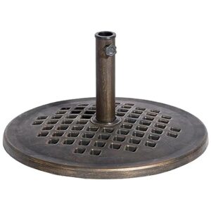 24-Inch Cast Stone Style Umbrella Base, Rust Free, Bronze Powder Coated Finish