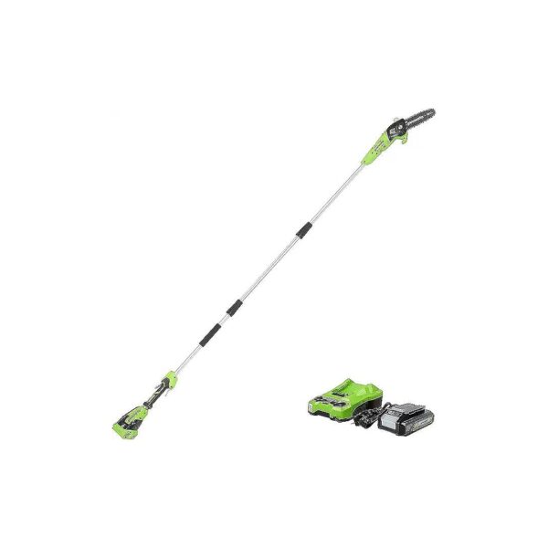 24V Cordless Pole Saw with 0Ah Battery and Compact Charger