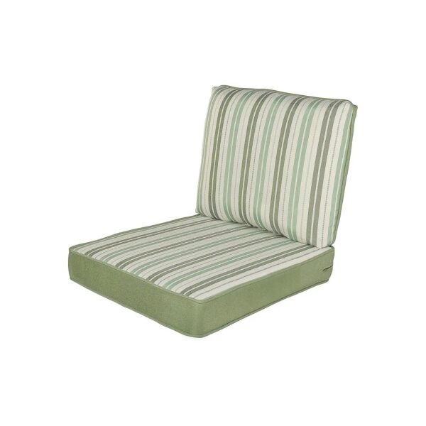 24x24 Sage Green Stripe Chair Seat Cushion with Polyurethane Foam Fill