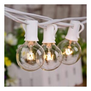 25 Foot White Outdoor String Lights with G40 Globe Bulbs for Indoor and Outdoor Use