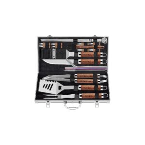 25-Piece BBQ Grill Tool Set with Stainless Steel Bars, Tongs, and Case