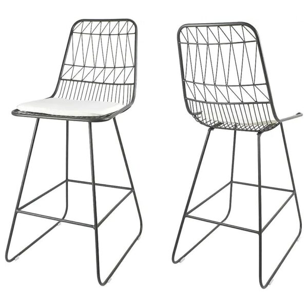 26 '' Seat Height Counter Stools with Gray Iron Frames and Ivory Cushions