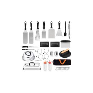 26-Piece Stainless Steel Grill Accessories Set for Cast Iron Flat Top Teppanyaki BBQ