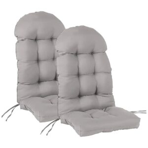 2-Count Pack of Light Grey High Back Patio Chair Cushions